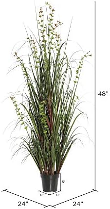 Vickerman 48 Inch Artificial Potted Green Grass and Eucalyptus