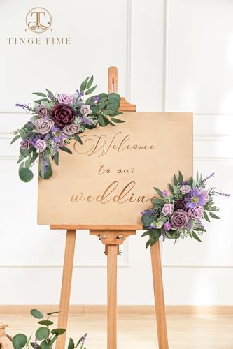 TINGE TIME Artificial Flower Swag Set of 2 Lavender and Plum