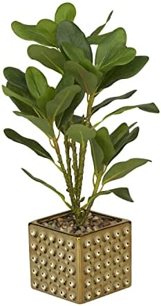 Deco 79 Artificial Bay Laurel Plant with Gold Porcelain Pot