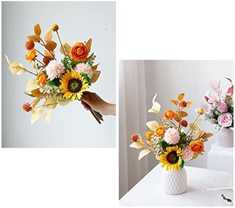 Silk Artificial Flower Branch with Ceramic Vase Set