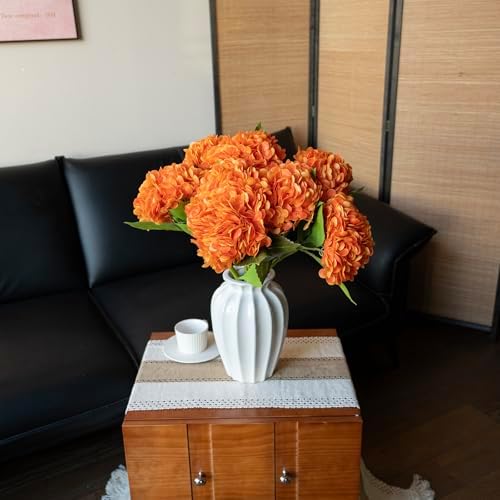 3PCS 22 Inch Realistic Artificial Hydrangeas Orange