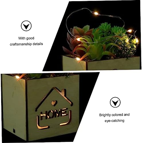 Red Wooden Box Potted Plant Decor
