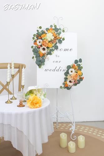 2pcs Dark Orange Wedding Arch Flowers Decor