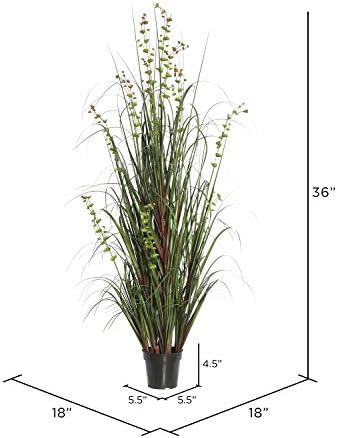 Vickerman 36 Inch Artificial Grass and Eucalyptus Plant with Black Pot