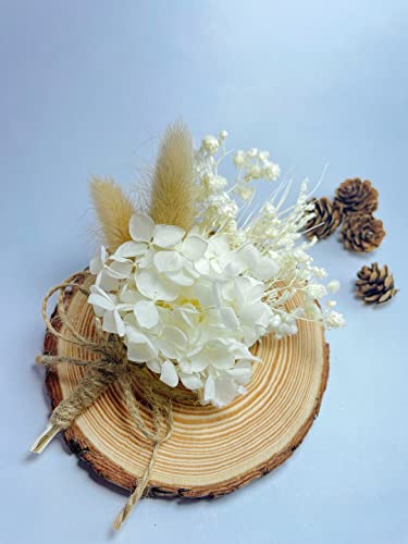 Dried Flower Boutonniere - Ivory Rustic Elegant Design