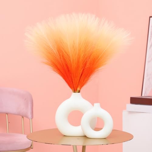 Gradient Orange Artificial Pampas Grass 177 Inch 6pcs