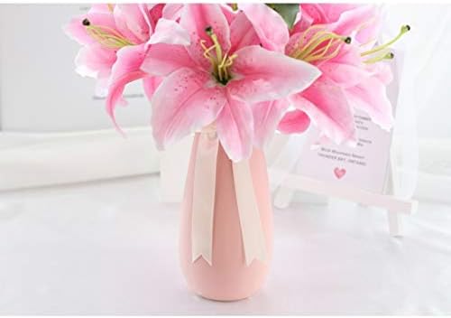 Artificial Lily Bouquet with Vase for Home Decor