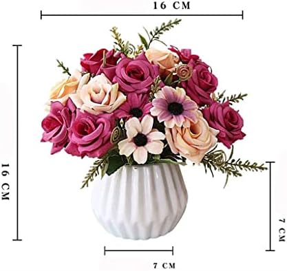 Artificial Flowers with Ceramic Vase Fake Silk Bouquet