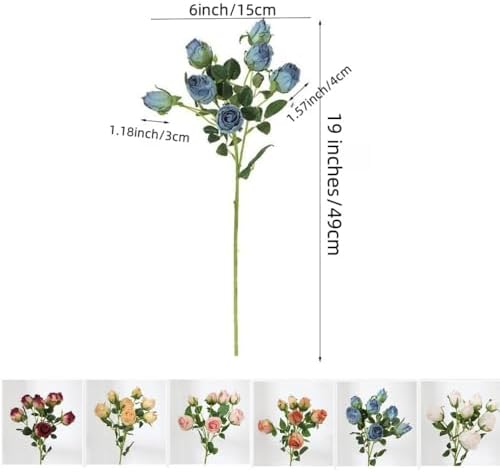 Urier 7 Heads Artificial Flowers Dried Roses 19 Inch Set