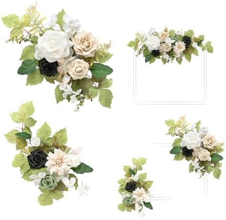 Lings Moment 2pcs Fall Wedding Floral Swags Welcome Sign Artificial Flowers Backdrop