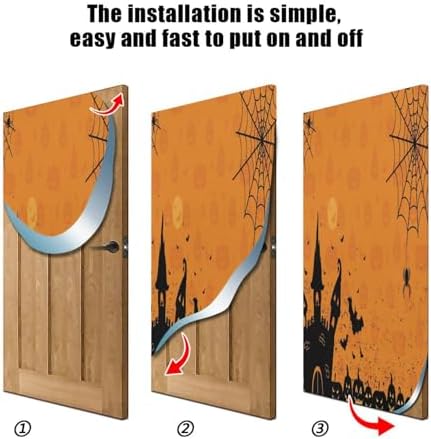 Susiyo Halloween Pumpkins Door Cover Stretch Fabric Decor