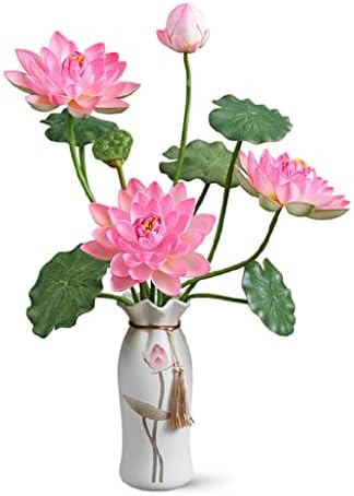 Artificial Lotus Flowers with Vase Real Touch Home Decor