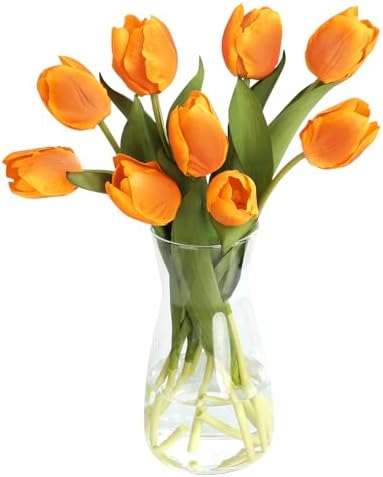 10PCS Artificial Flowers with Glass Vase