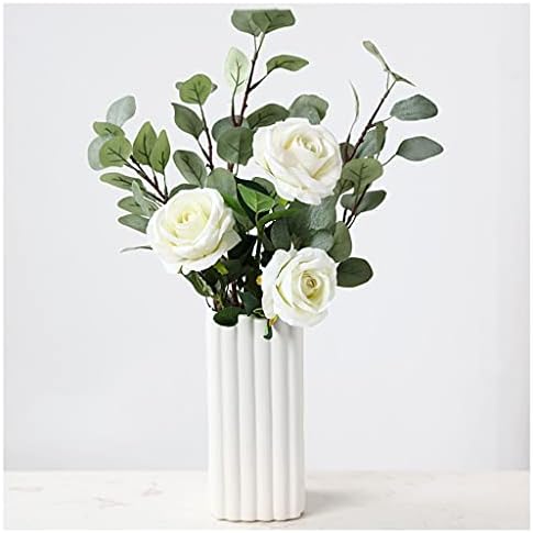 Retro Rose Artificial Flowers Ceramic Vase Decoration