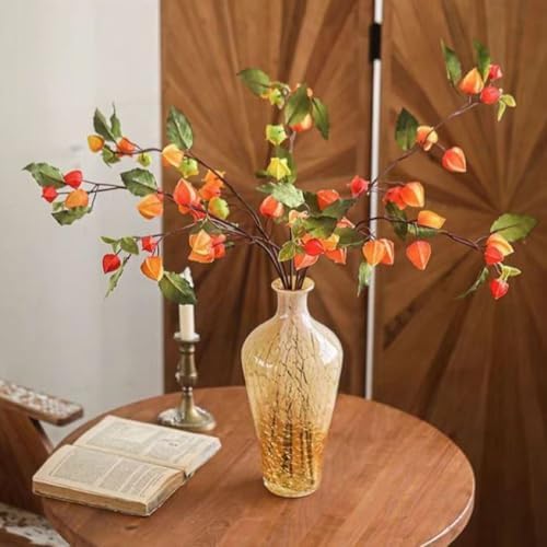 Corkwaw Artificial Plant Lantern Flowers 3425 Inch Orange Red