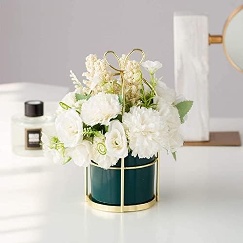 Artificial Flowers with Silk Petals and Ceramic Pot