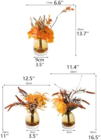 LMJYU Artificial Flowers in Glass Vase Autumn Wedding Christmas Decor