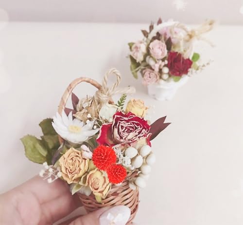 JOJAZE 100 Pcs Dried Flower Heads for Crafts Red Globe Dried Flowers