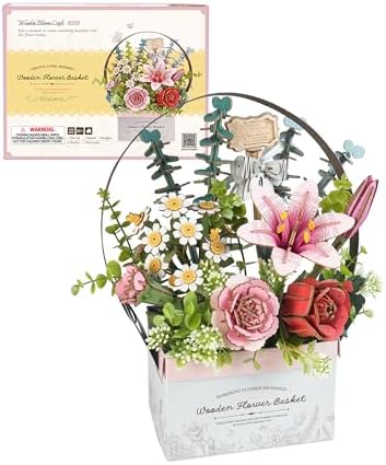 ROBOTIME 3D Wooden Puzzle Flower Basket Kit