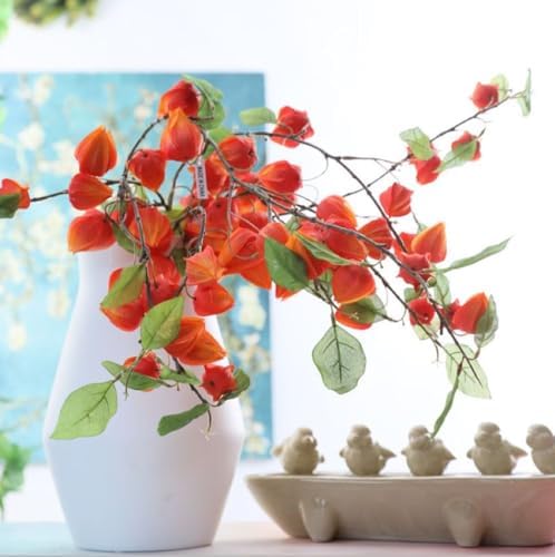 Corkwaw Artificial Plant Lantern Flowers 3425 Inch Orange Red
