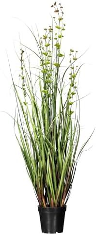 Vickerman 36 Inch Artificial Grass and Eucalyptus Plant with Black Pot
