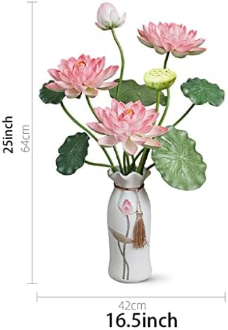 Artificial Lotus Flowers with Vase Real Touch Home Decor