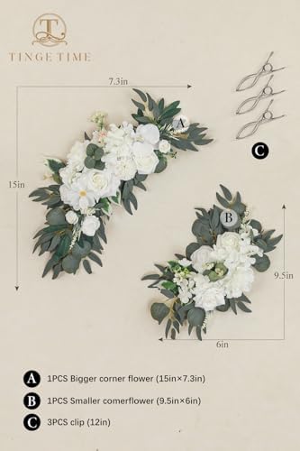 TINGE TIME Artificial Floral Swag Set of 2 Ivory White