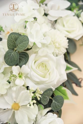TINGE TIME Artificial Floral Swag Set of 2 Ivory White
