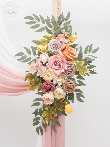 Odouzy Artificial Flowers Wedding Arch Set of 4 Champagne Pink