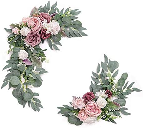 PerGar 2Pcs Artificial Wedding Arch Flowers Kit Pink