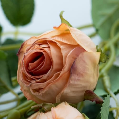 Urier 7 Heads Artificial Flowers Dried Roses 19 Inch Set
