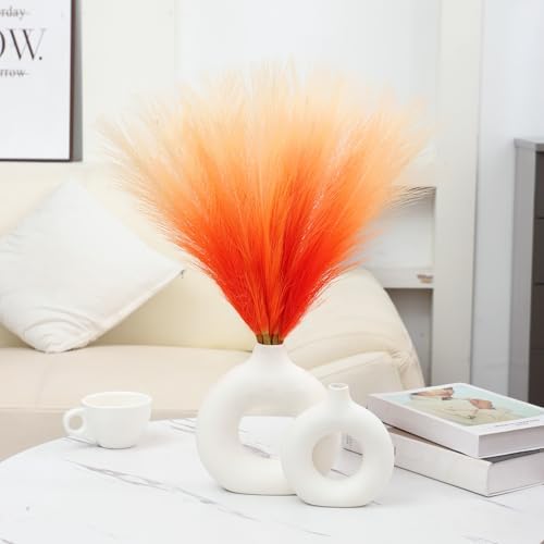 Gradient Orange Artificial Pampas Grass 177 Inch 6pcs