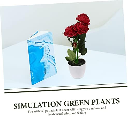 2 Pcs Red Artificial Potted Peony Flowers Decor
