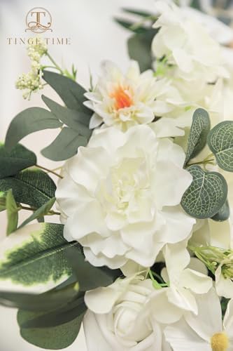 TINGE TIME Artificial Floral Swag Set of 2 Ivory White
