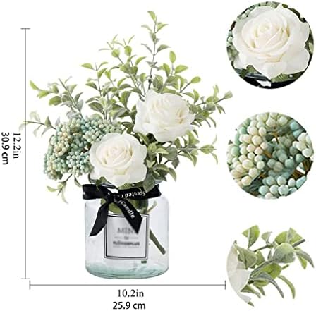 Artificial Flowers with Glass Vase Set