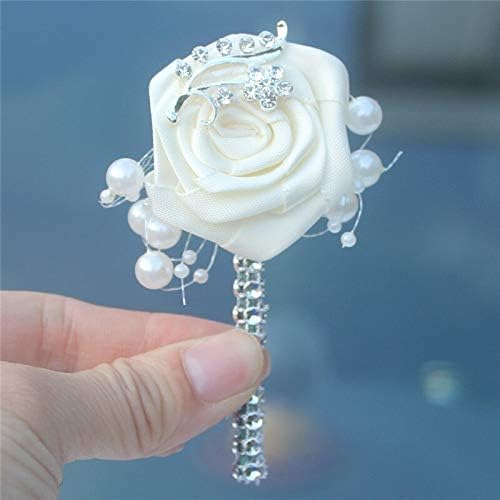 Artificial Flower Bouquet 6 Piece Set Ivory Wedding Boutonniere