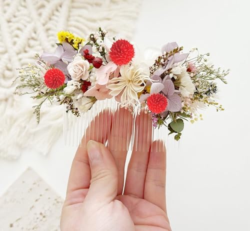 JOJAZE 100 Pcs Dried Flower Heads for Crafts Red Globe Dried Flowers