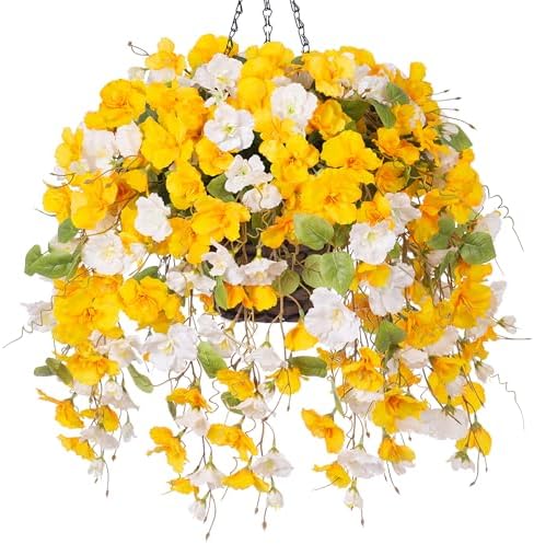 HyeFlora Artificial Hanging Hibiscus Flower Basket