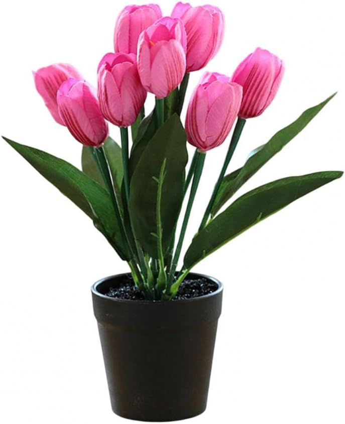 Realistic Artificial Tulip Bonsai with Silk Flowers