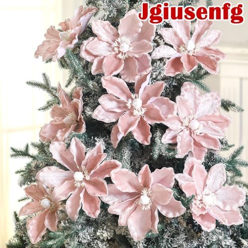 8 Pcs Large Christmas Magnolia Flowers Artificial Decor