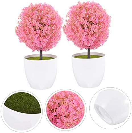 2Pcs Artificial Cherry Blossom Bonsai for Home Office Decor
