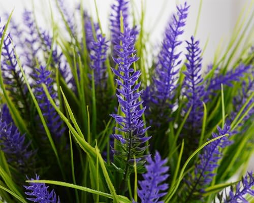 SzJias 20 Pcs Fake Outdoor Plants Artificial Grass UV Resistant Bushes Greenery