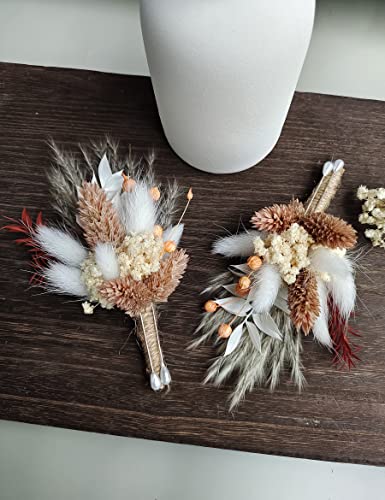 Dried Flowers Boutonniere Set for Men Wedding