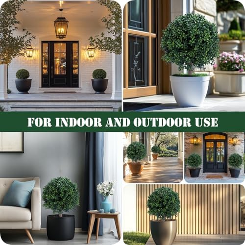 236 Inches Set of 2 Artificial Boxwood Topiary Trees with Ground Spike