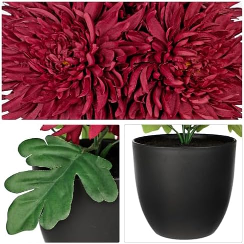 Hollyone Artificial Mums Flowers in Vase with Pot