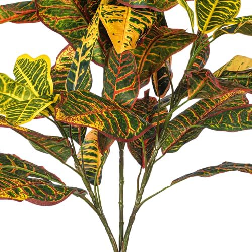 Vickerman 34 Inch Artificial Green and Orange Croton Plant