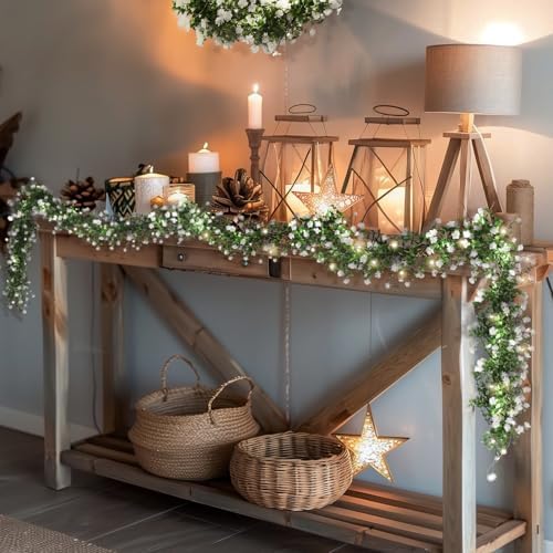 RECUTMS Greenery Vines Garland with Lights 3 Pack
