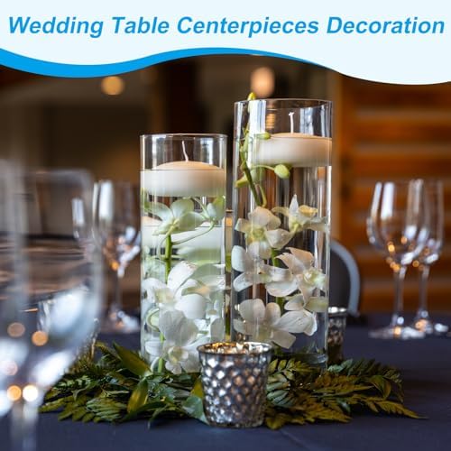 PATIKIL 12Pcs Artificial Orchid Flowers Floating Candle Centerpieces Champagne