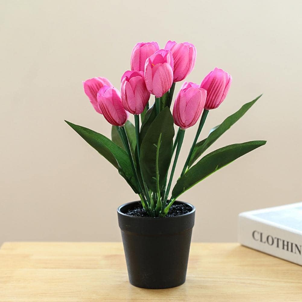 Realistic Artificial Tulip Bonsai with Silk Flowers