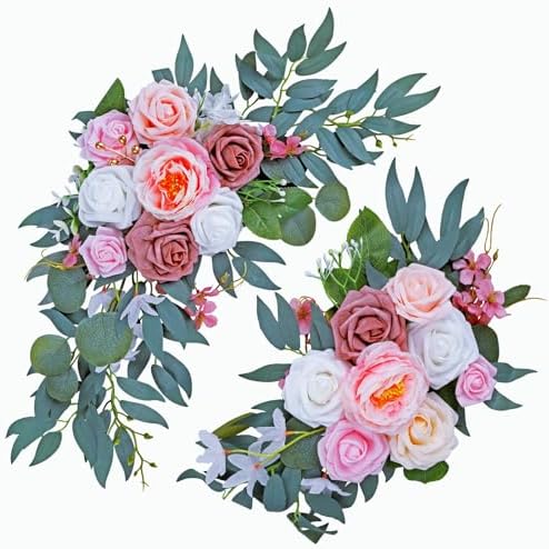 Pink Artificial Flower Wedding Arch Decor 2PCS